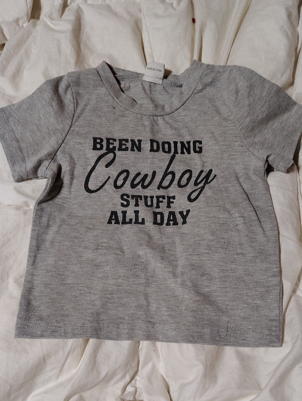 Kids Gray 'Been Doing Cowboy Stuff All Day' Short Sleeve Tee